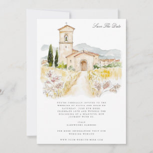 Watercolor Toscana Italiano Guardar Tarjeta De Fec