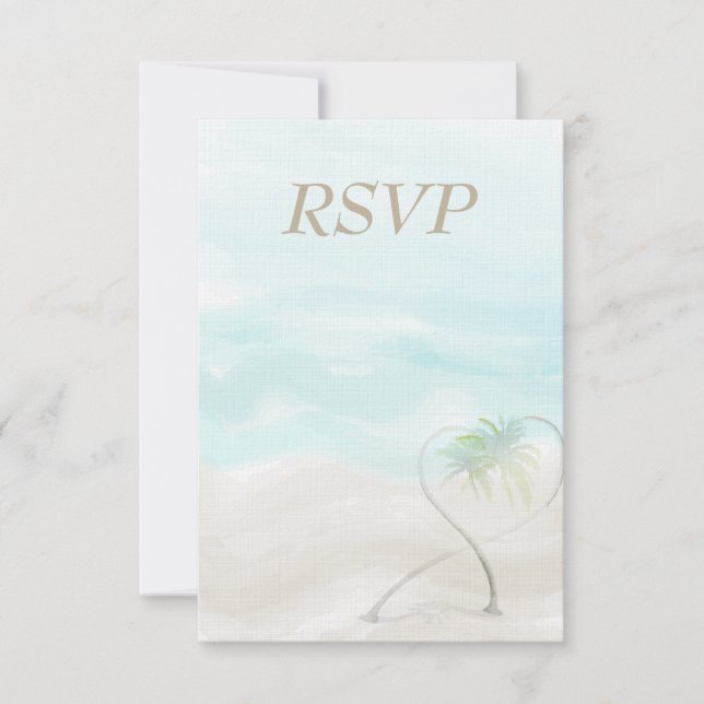 Watercolor Tropical Beach Wedding RSVP (Anverso)