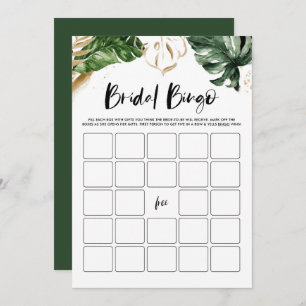 Watercolor Tropical Bridal Shower Bingo Tarjeta de