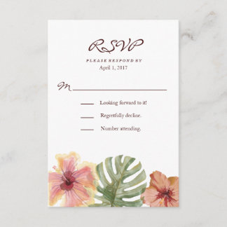 Watercolor Tropical Destination Wedding RSVP