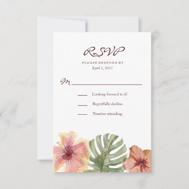 Watercolor Tropical Destination Wedding RSVP (Anverso)
