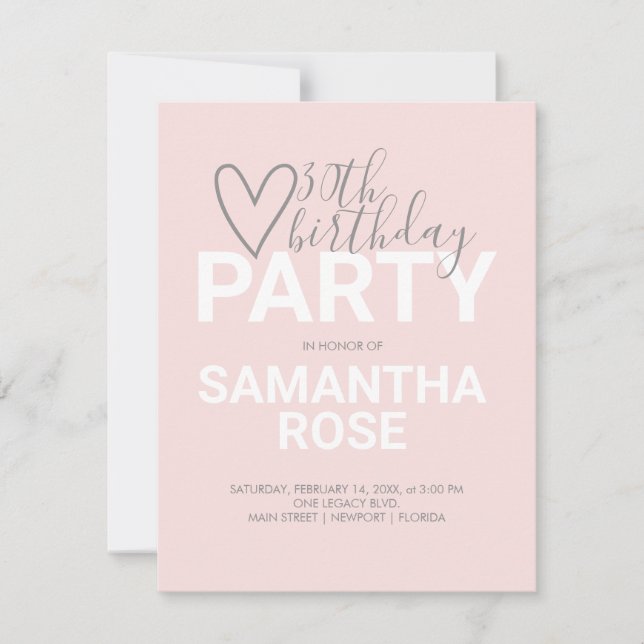 Watercolor Valentine 30.º Fiesta de cumpleaños (Anverso)