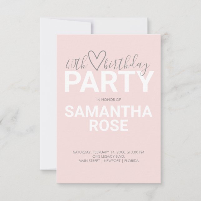 Watercolor Valentine 40.º Fiesta de cumpleaños (Anverso)