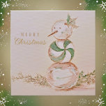 Watercolor Vintage Candy Snowman Feliz Navidad<br><div class="desc">Una encantadora tarjeta de Navidades de diseño vintage con un dulce de color agua pintado a mano y una tipografía elegante</div>