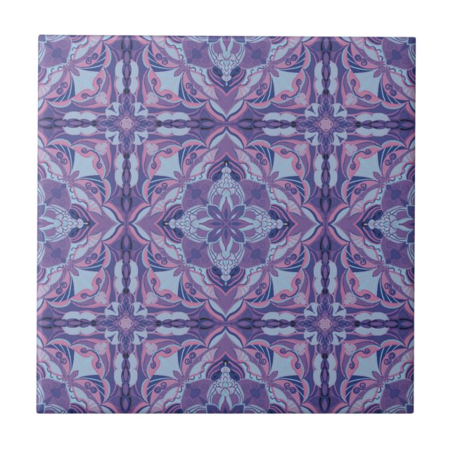Watercolor Violet Azulejo Tile Español (Frente)