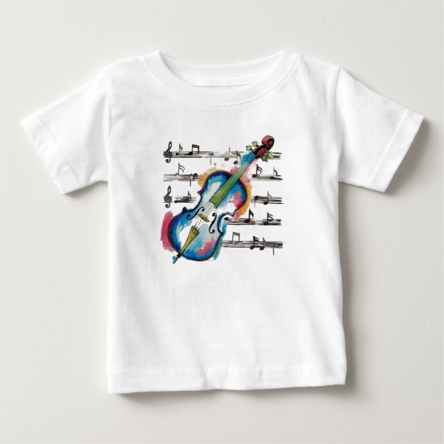 Watercolor Violin Baby Jersey T-Shirt (Anverso)