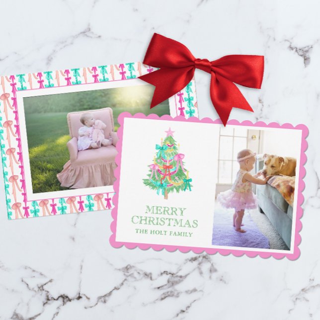 Watercolor Vivid Pink Bow Coquette Navidad Foto (Subido por el creador)