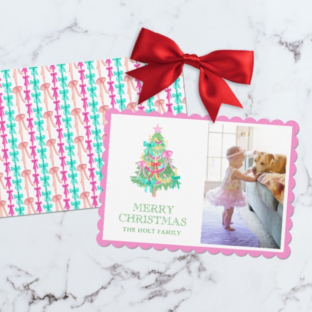 Watercolor Vivid Pink Bow Coquette Navidad Foto (Subido por el creador)
