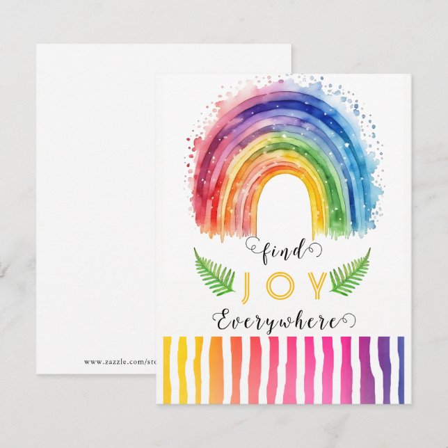 Watercolor Whimsical Boho Tarjeta de Saludo Rainbo (Anverso / Reverso)