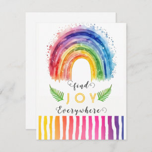 Watercolor Whimsical Boho Tarjeta de Saludo Rainbo