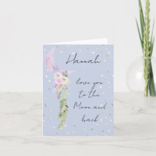 Watercolor Whimsical Love U To the Moon and Back