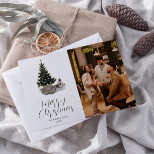 Watercolor Whimsical Photo Tree Feliz Navidad