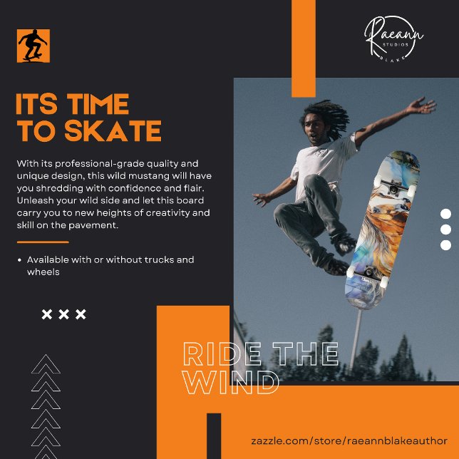 Watercolor Wild Mustang Skateboard (Subido por el creador)