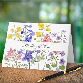 Watercolor Wildflower Thinking of You Note Card