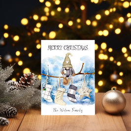 Watercolor Winter Lady Gnome Feliz Navidad