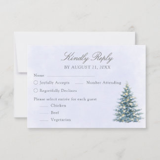 Watercolor Winter Tree Wedding RSVP Card