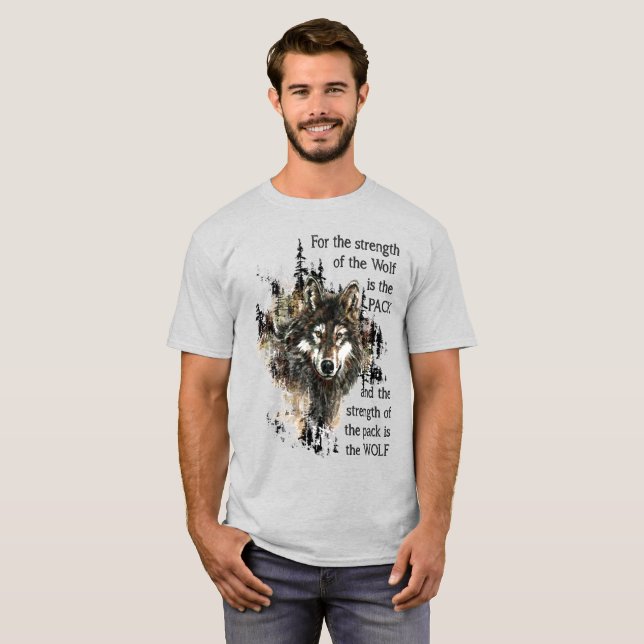 Watercolor Wolf Animal Family Pack Cita Camiseta (Anverso completo)