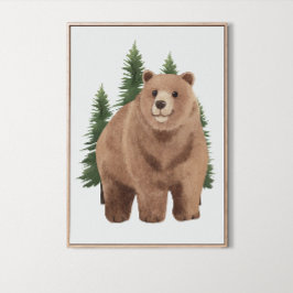 Watercolor Woodland Animal Bear Nursery Decoración