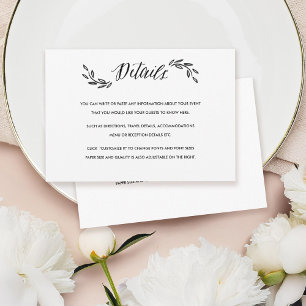 Watercolor Woodland Boda Insertar tarjeta de detal