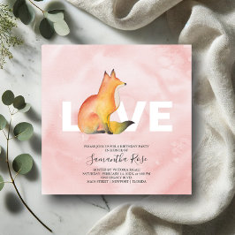 Watercolor Woodland Fox Birday Party