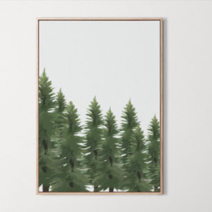 Watercolor Woodland Pine Tree Wall Art Decoración