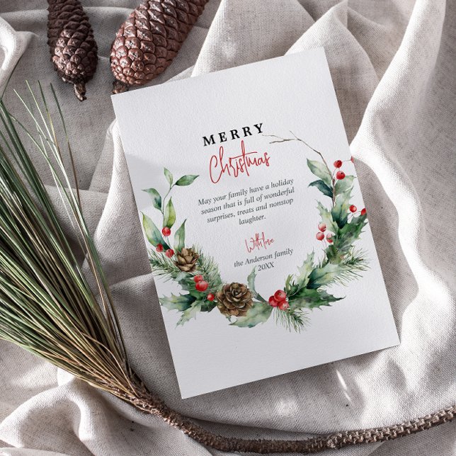 Watercolor Wreath Red Berries Feliz Navidad (Subido por el creador)