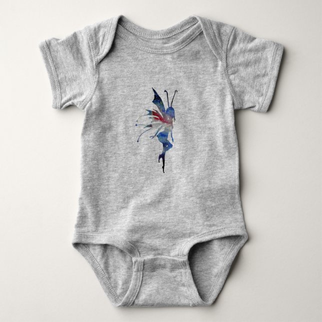 Watercolorear Fairy Art Baby Jersey Bodysuit, Blan (Anverso)