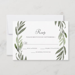 WatercolorGreen Leaf Wreath Wedding RSVP
