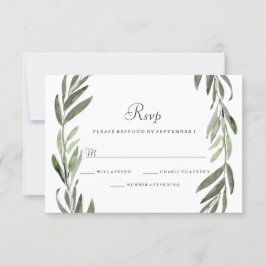 WatercolorGreen Leaf Wreath Wedding RSVP