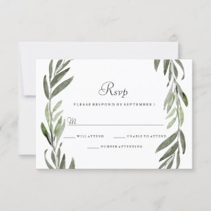 WatercolorGreen Leaf Wreath Wedding RSVP