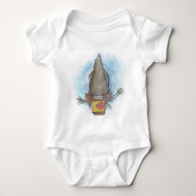 Watercolour Australian magpie baby body suit (Anverso)