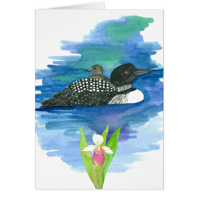 Waterfowl Loon Baby Bird Lady Slipper Blank (Frente)