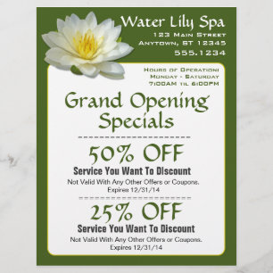 WaterLily Spa Coupon Flyer