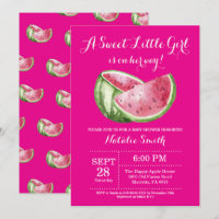 Watermelon Baby Shower Invitación Rosa