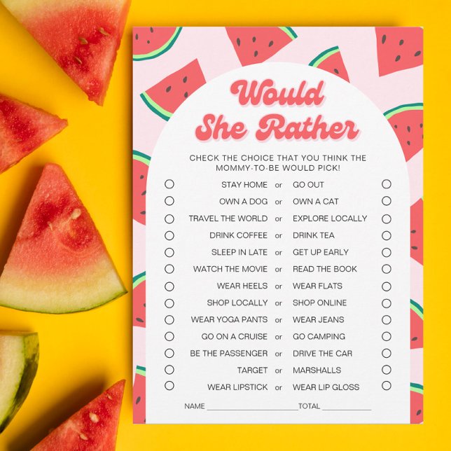 Watermelon Baby Shower Prefiere Tarjeta De Juego (Subido por el creador)