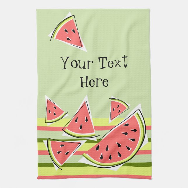 Watermelon Green Pieces Stripe Toalla de cocina de (Vertical)