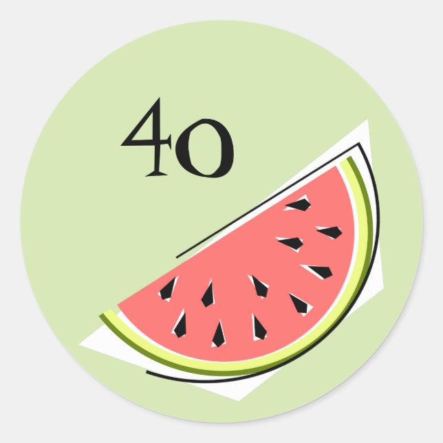 Watermelon Green Slice Edad 40 pegatinas ronda (Anverso)