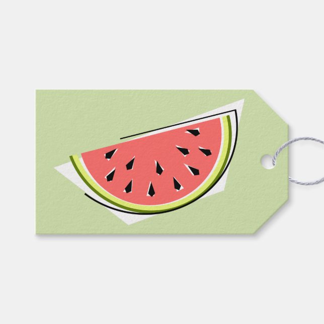 Watermelon Green Slice Feliz cumpleaños etiqueta d (Frente (Horizontal))
