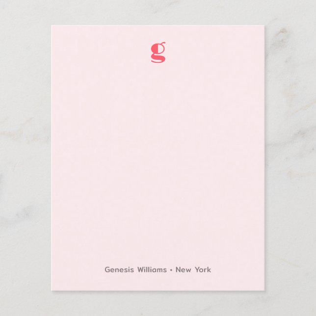 Watermelon Modern Monograma Nombre Tarjeta de nota (Anverso)