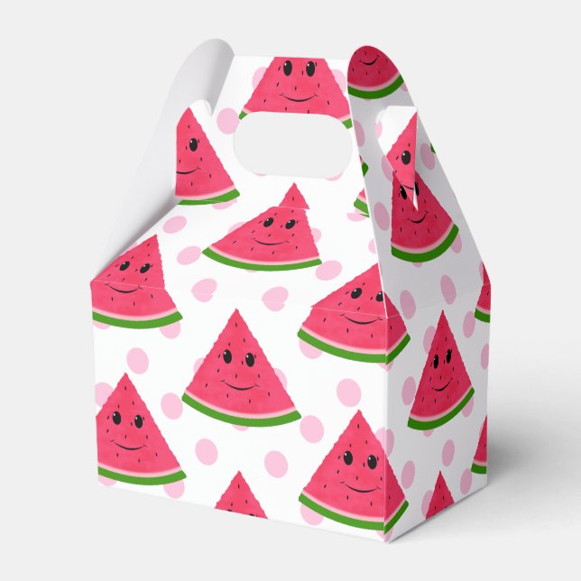 Watermelon Polka Dots Cajas de Favor de Verano (Reverso)