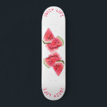 Watermelon Skateboard Juicy Life - Texto Personali<br><div class="desc">Dulce Rojo Jugoso Pieces de sandía Sabrosas - Dibujar fruta fresca de verano - Elegir / Añadir su texto único / fuente / color - Hacer su regalo especial - Redimensionar y mover o eliminar y agregar elementos / imagen con herramienta de personalización ! - Dibujo y diseño por MIGNED....</div>