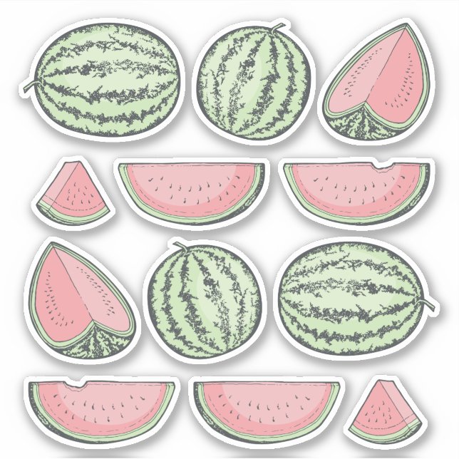 Watermelon Sketches Icons Pegatina Set (Anverso)