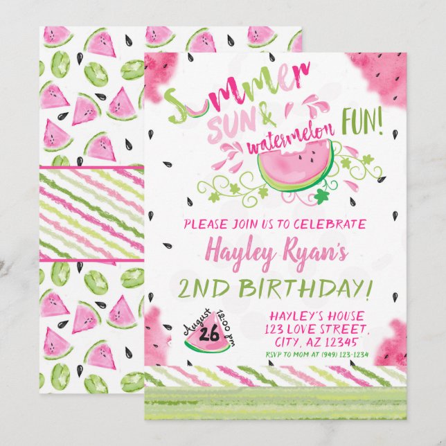 Watermelon Summer Sun Fun Cualquier Invitación por (Anverso / Reverso)