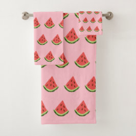 Watermelon Wedges Bath Towels (Pink & Red)
