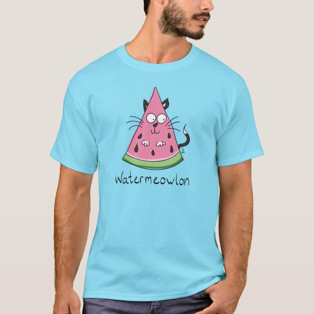 Watermeowlon Watermelon Cat Camiseta divertida par (Anverso)