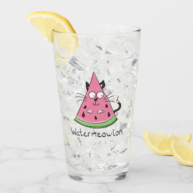 Watermeowlon Watermelon Cat Funny Glass Cup (Anverso (hielo))