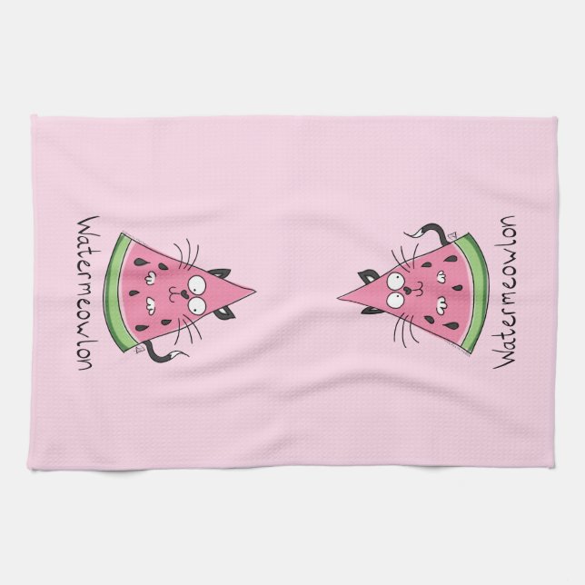 Watermeowlon Watermelon Cat Funny Kitchen Toalla (Horizontal)