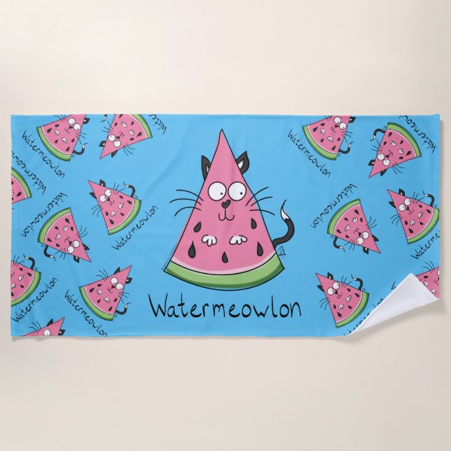 Watermeowlon Watermelon Cat Graciosa toalla de pla (Anverso)