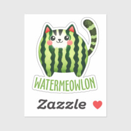 WATERMEOWLON Watermelon Pun Funny Cat Pegatina