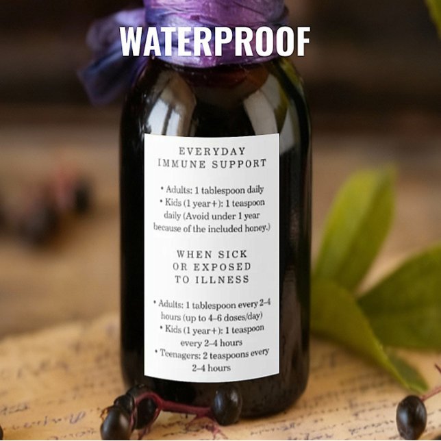 Waterproof Elderberry Syrup Instructions Labels (Subido por el creador)
